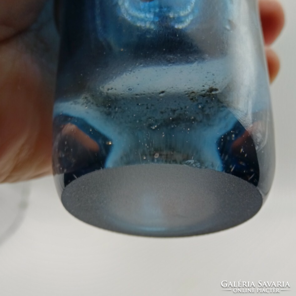 Irizáló kék üveg váza (35 cm)