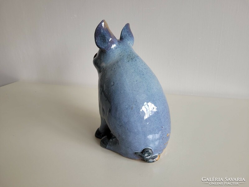 Blue ceramic pig decoration
