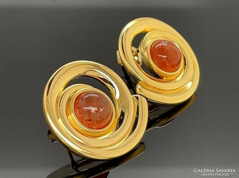 Genuine natural sunstone gemstone earrings 925 new