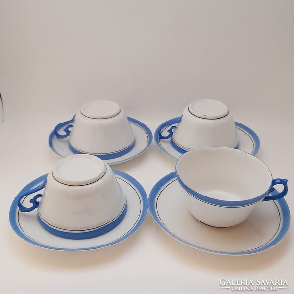 Antik vékonyfalú porcelán teás csészék aljjal együtt, 4db egyben