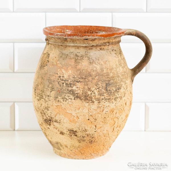 Old worn ceramic bucket - silke bastard, folk art
