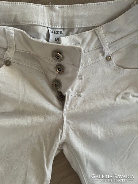 Women's white denim linen pants 38-40
