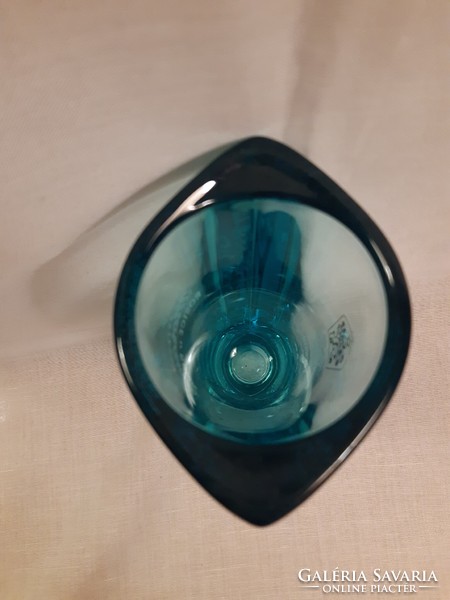 Turquoise sklo union Czech glass vase