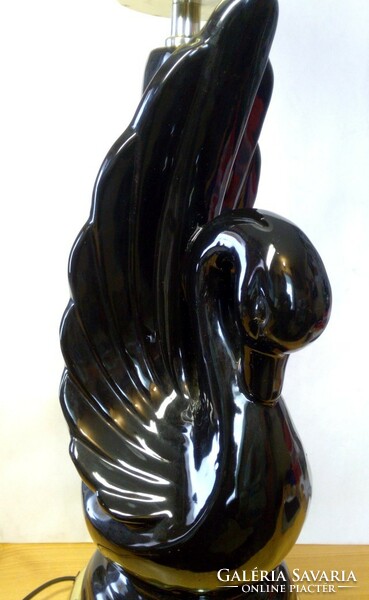 Black swan black ceramic table lamp, in perfect working condition