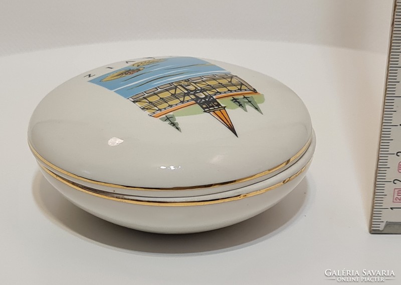 Kőbányai "Hévíz" látképes porcelán bonbonier (2964)