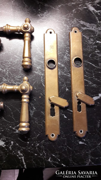 Set of 2 copper handles with base plate
