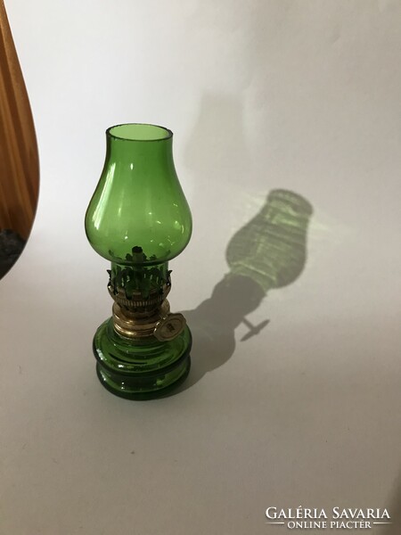 10 Cm high mini petroleum lamp green ornament