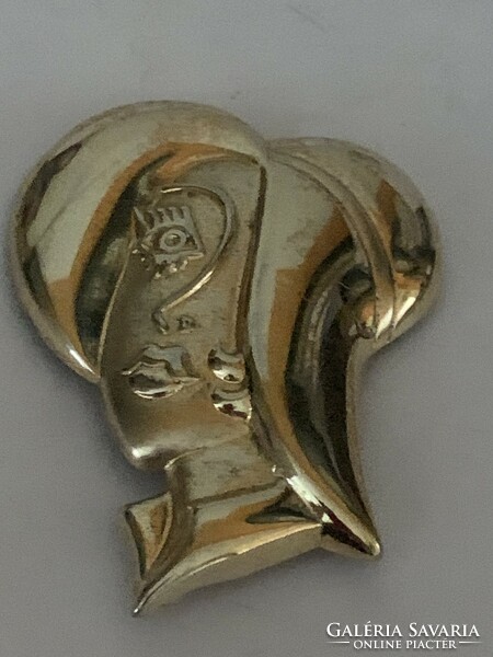 Art deco ladies gilt silver pin - marked