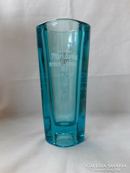 Turquoise sklo union Czech glass vase