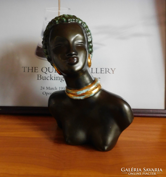 Margit Izsépy art deco ceramic bust - black girl