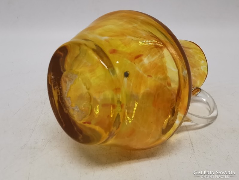 Baptismal jug, broken glass small jug, made of colored glass, 11 cm