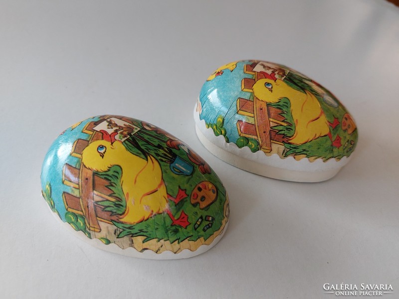 Retro papírmasé húsvéti tojás nyuszit festő kacsa mintás