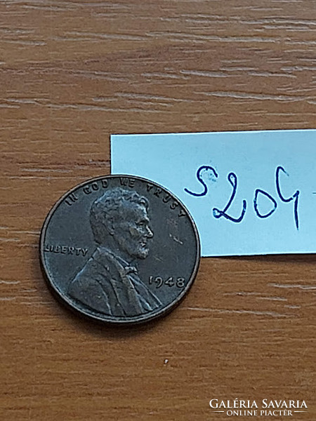 Usa 1 cent 1948 corn penny, lincoln, bronze s204