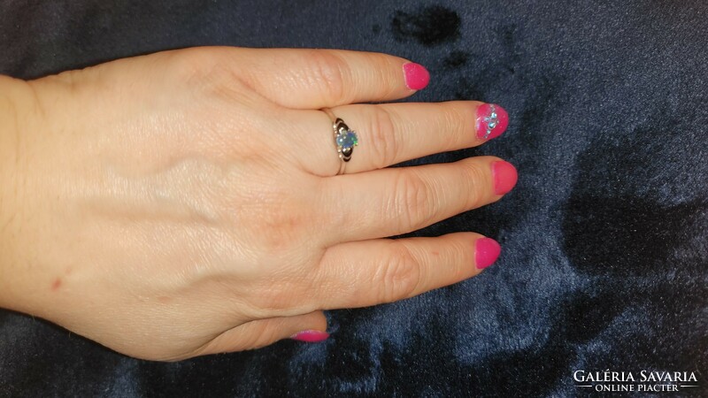 Opal gemstone/sterling silver ring, 925 - new 55 ös mèret