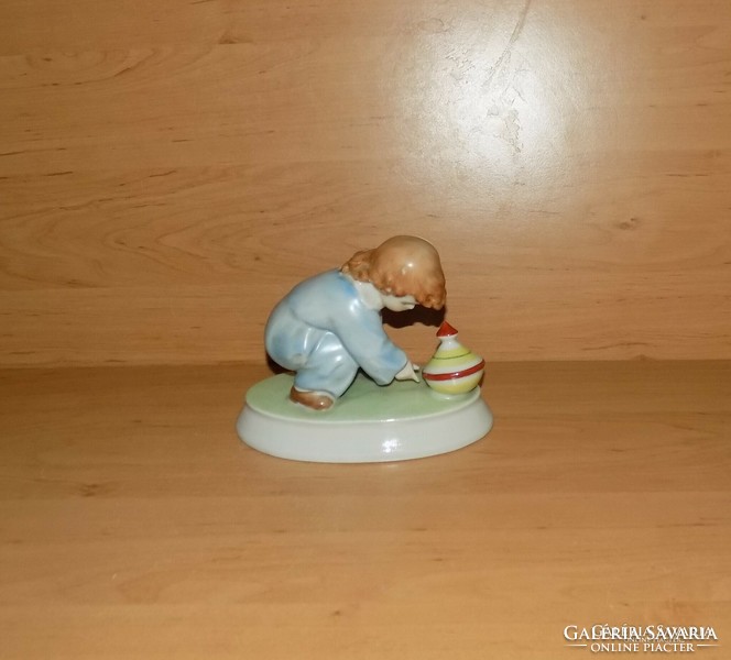Zsolnay porcelán búgócsigás fiú Sinkó féle figura 12 cm magas (po-2)
