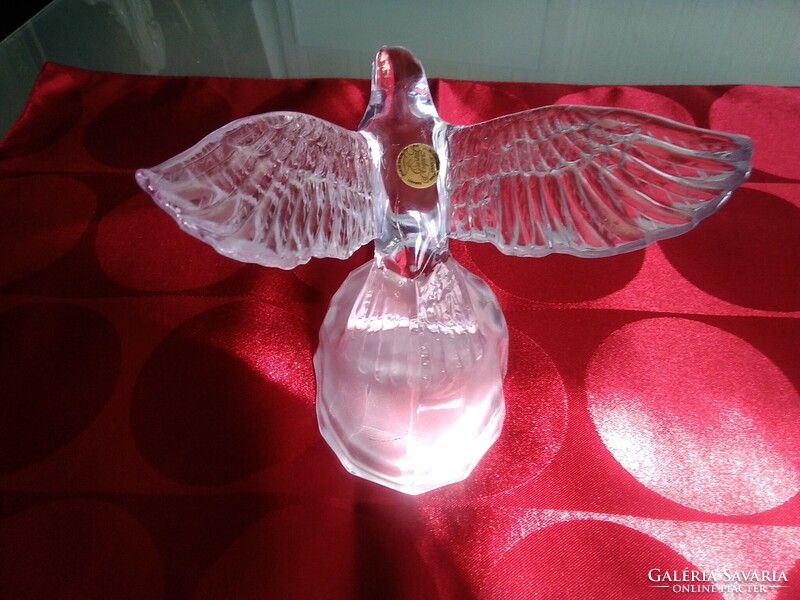 Lead crystal peace dove sculpture-paperweight from the French crystal a'argues manufactory!