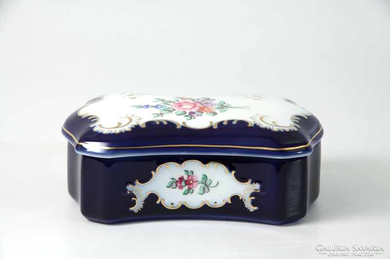 Raven House Bonbonnier 16x10x6cm | cobalt blue gilded floral baroque box