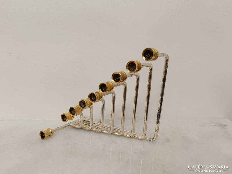 Retro Hanukia Menorah Judaica Metal Jewish Hanukkah Candle Holder 9 Branches Jerusalem 238