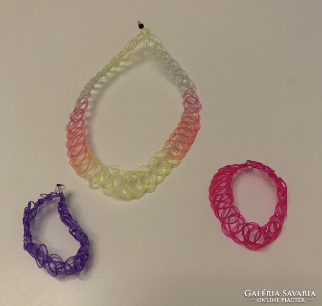 Set of 3 children's colorful flexible gradient necklace neckband and bracelet bracelet