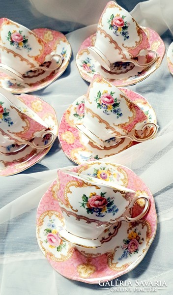 Rarity!!! Charming 6 duo coffee cups royal albert lady carlyle