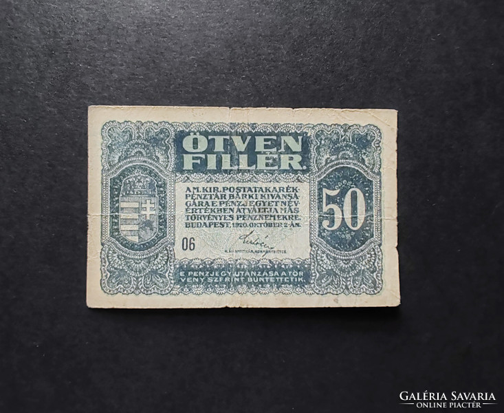 50 Fillér 1920, F+