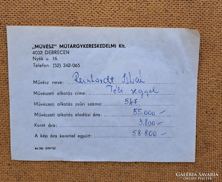 Reinhardt István (1936-) : Téli reggel, 63x103 cm. kerettel!