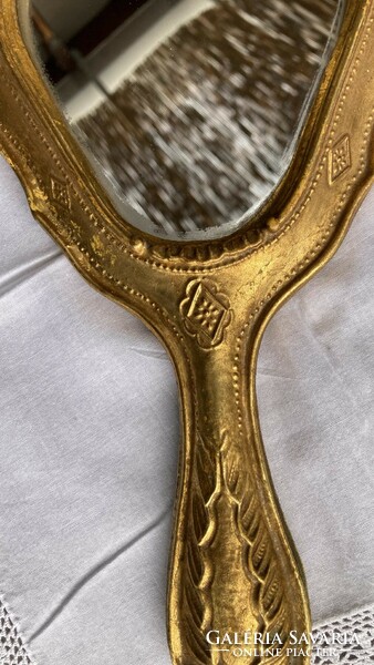 Gilded, baroque hand mirror