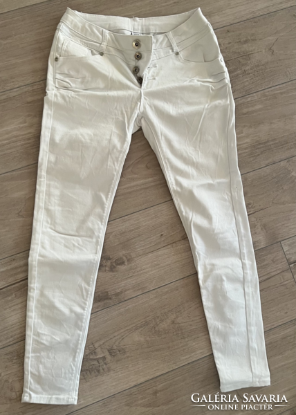 Women's white denim linen pants 38-40