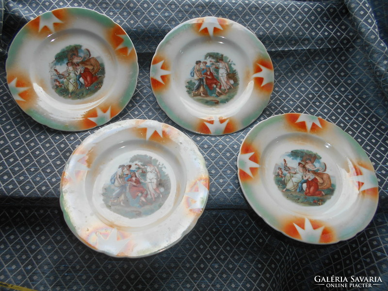 4 antique plates with scenes 1050 ft/pc