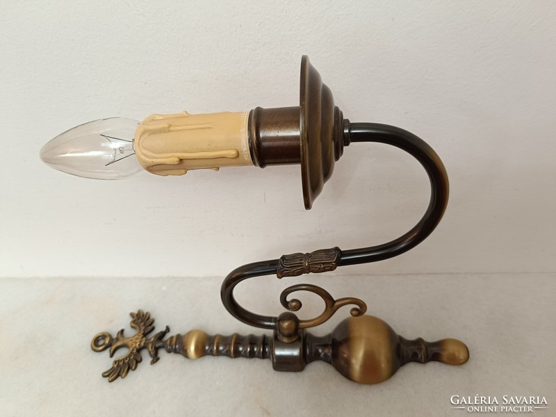 Antique 1 piece 1 arm patinated copper Flemish wall arm + 1 new decorative candle and 1 new candle bulb 244 8433