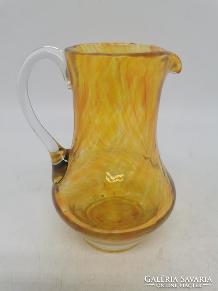 Baptismal jug, broken glass small jug, made of colored glass, 11 cm