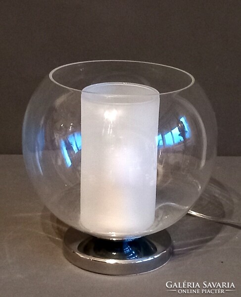 Üveg gömb króm vintage asztali lámpa ALKUDHATÓ Art deco design