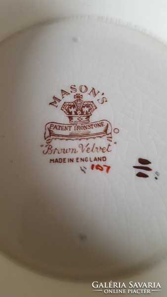 Angol Mason's Ironstone "Brown Velvet"porcelán talpas kínáló,gyümölcstál,tálalótál