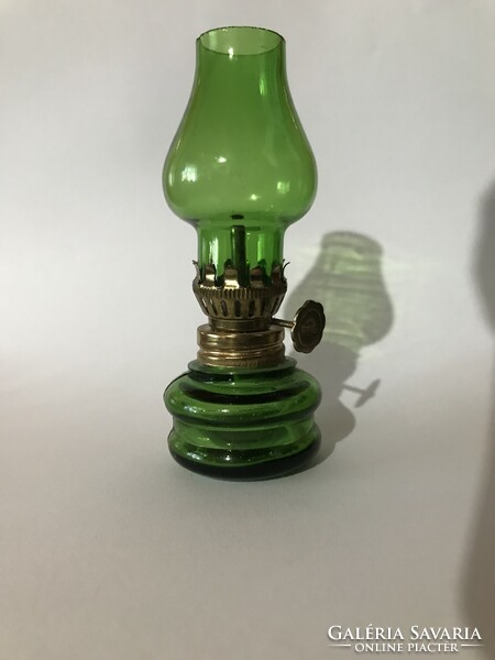 10 Cm high mini petroleum lamp green ornament
