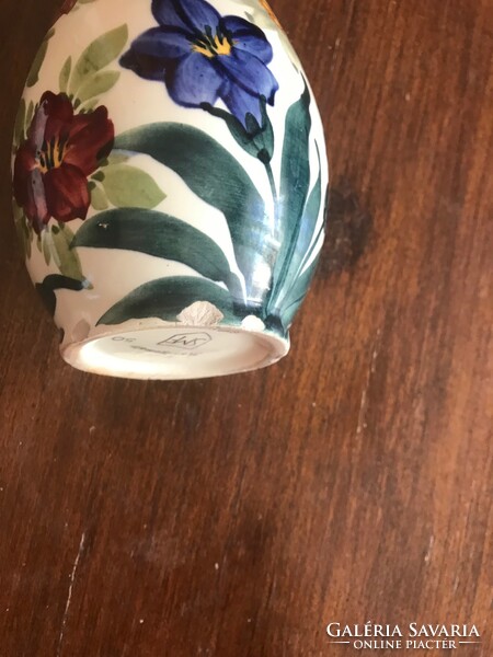 Smf-schramberg majolica vase with flower pattern decor, 