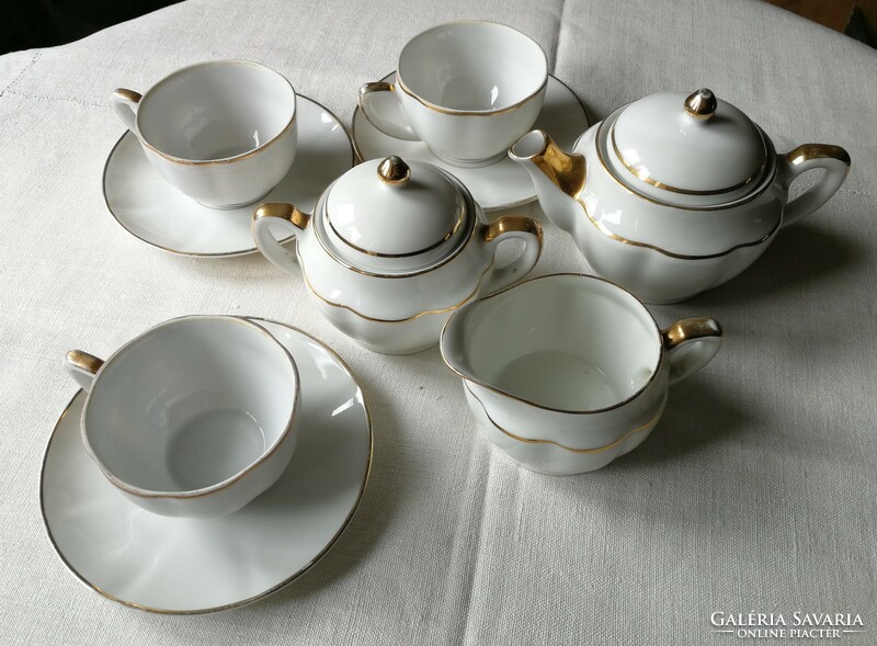 Zsolnay art deco, chipped porcelain tea set, with gold decor