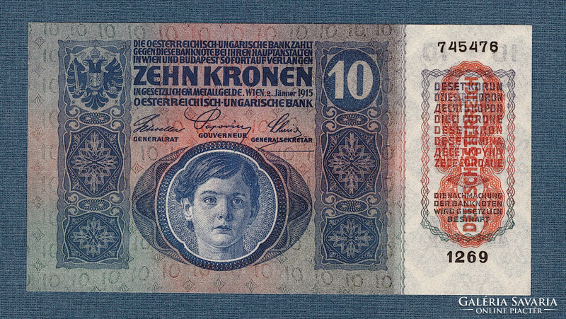 10 Korona 1915 Deutschösterreich Bélyegzés UNC Ofset