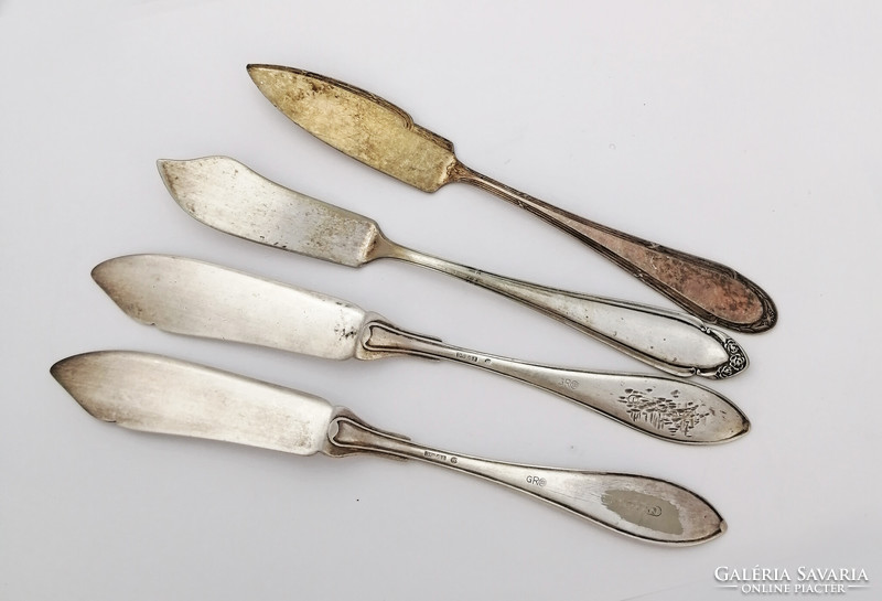 Silver-plated, alpaca cutlery: cake forks, teaspoons, butter knives