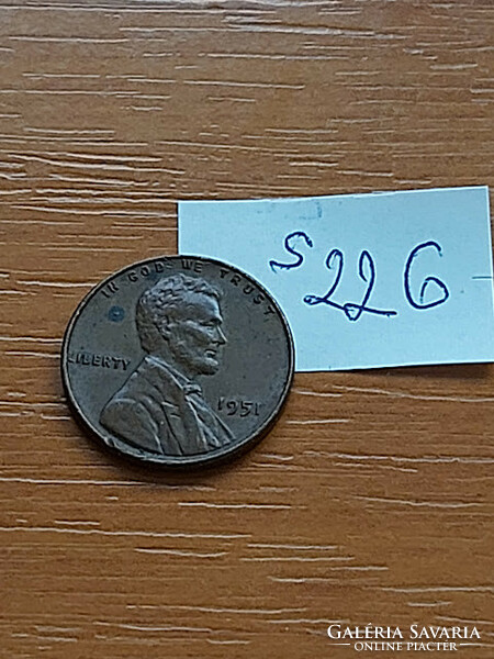 USA 1 CENT 1951  Kalászos penny, Lincoln, BRONZ   S226