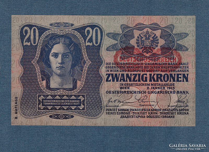 20 Crowns 1913 ii. Edition deutschösterreich stamp aunc