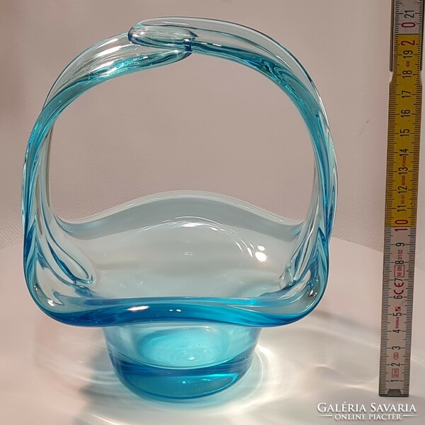 Czech pale blue glass tray, table center (2969)