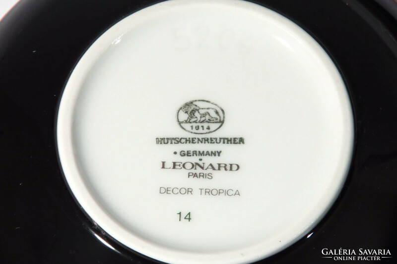 Hutschenreuther Bonbonier Leonard Paris Decor Tropica d=10,5cm | Porcelán Virágos Doboz