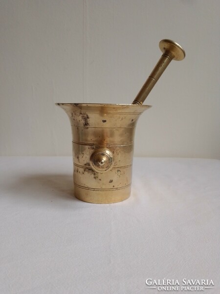 Large antique old copper mortar and pestle