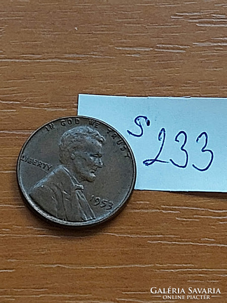 USA 1 CENT 1953  Kalászos penny, Lincoln, BRONZ   S233