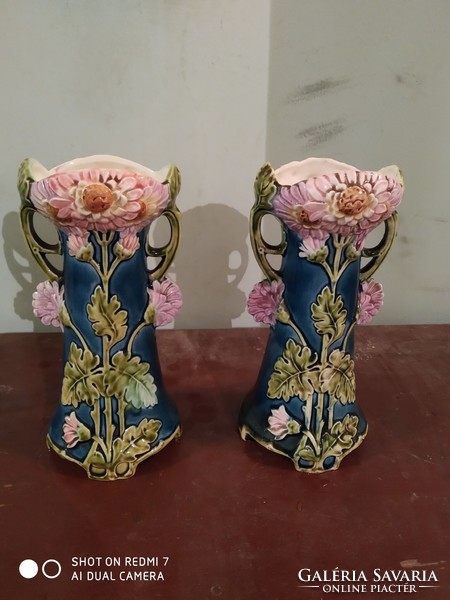 Pair of majolica vases, Czech manufactory.