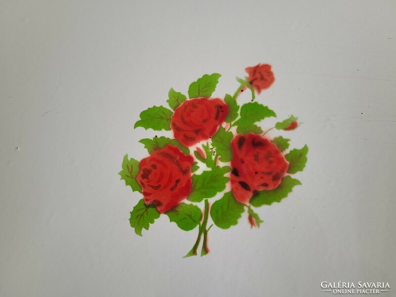 Régi rózsa mintás zománcos falvédő zománcozott rózsás fémlemez tűzhely sparhelt mögé