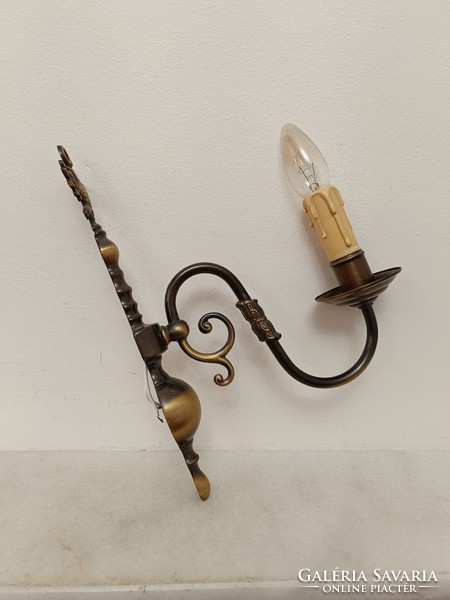 Antique 1 piece 1 arm patinated copper Flemish wall arm + 1 new decorative candle and 1 new candle bulb 244 8433