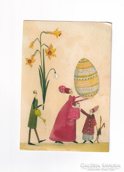 H:34 large Easter greeting card postcard (stained, bottom creased)