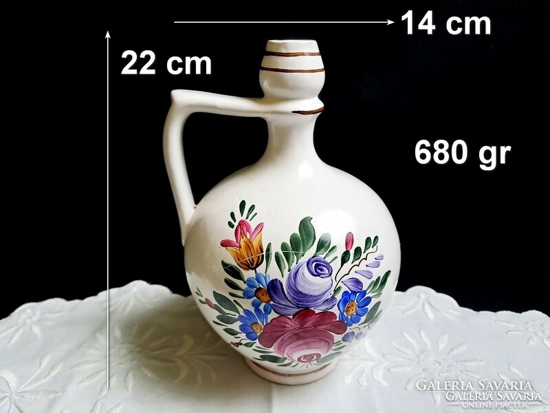 Very nice, marked, hand-painted ceramic (Bélapátfalvi?) Jug 22 cm