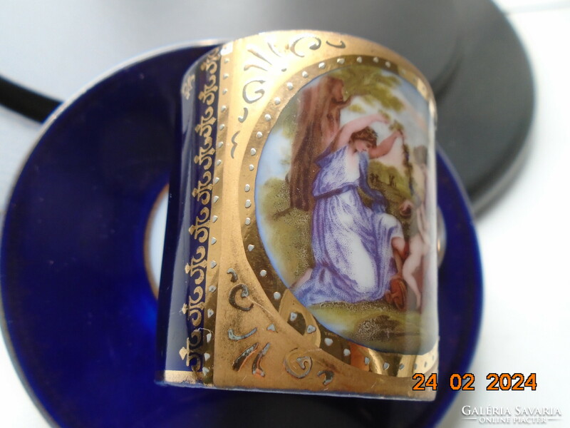 Altwien cobalt-gold mocha cup with coaster, mythological scene